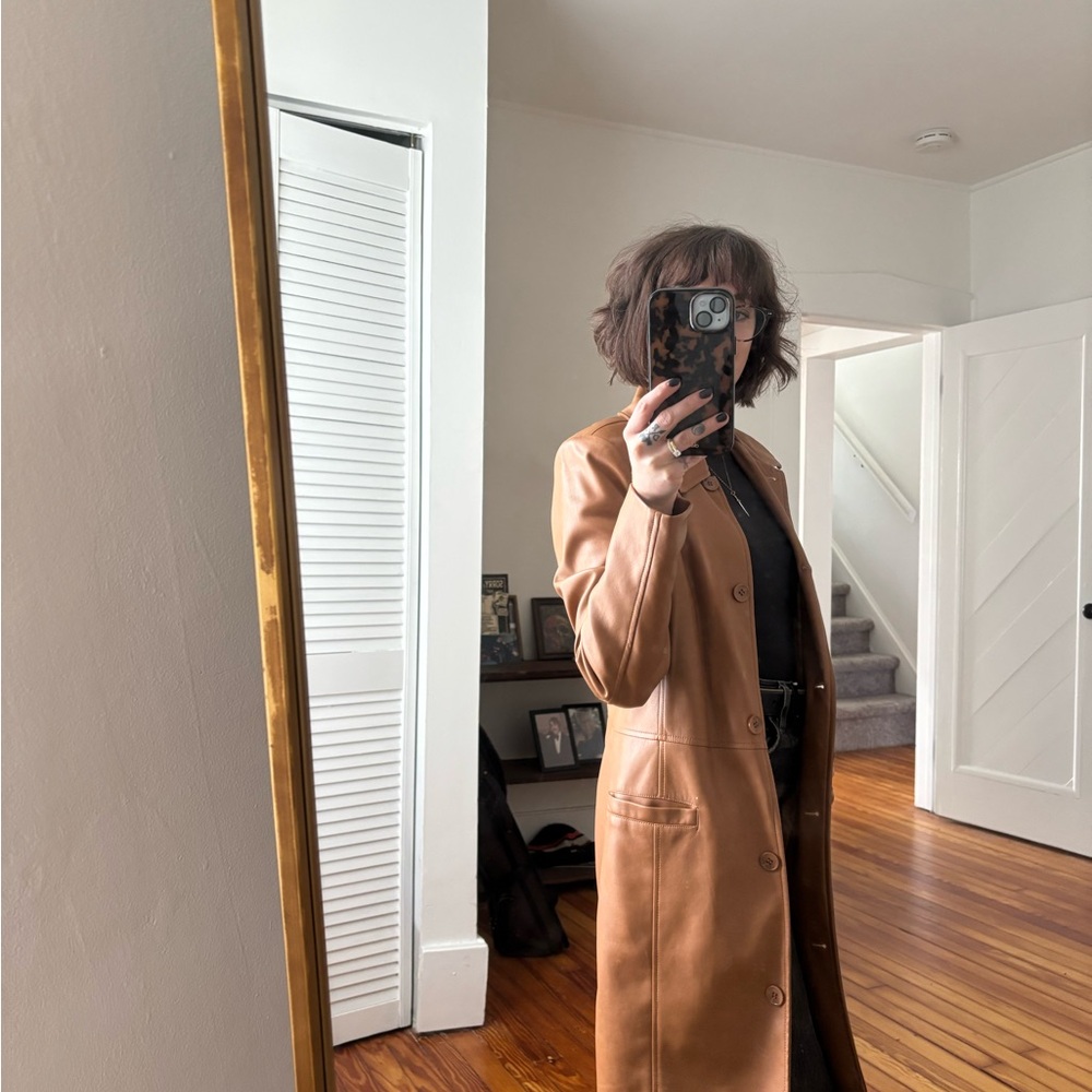Women's Tan Leather Coat